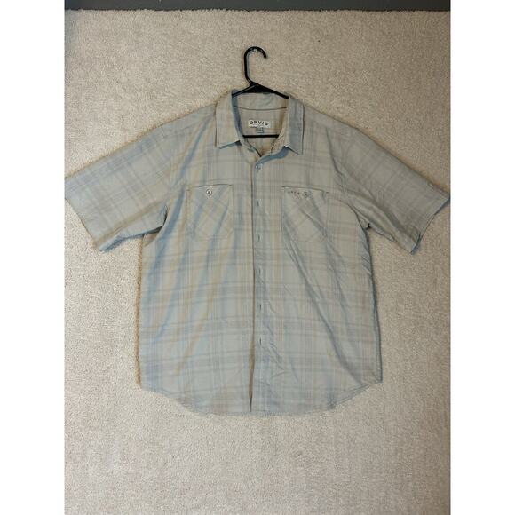 Orvis Shirt Men X-Large Beige Short Sleeve Button Active Fit Casual Outdoors - Picture 1 of 7